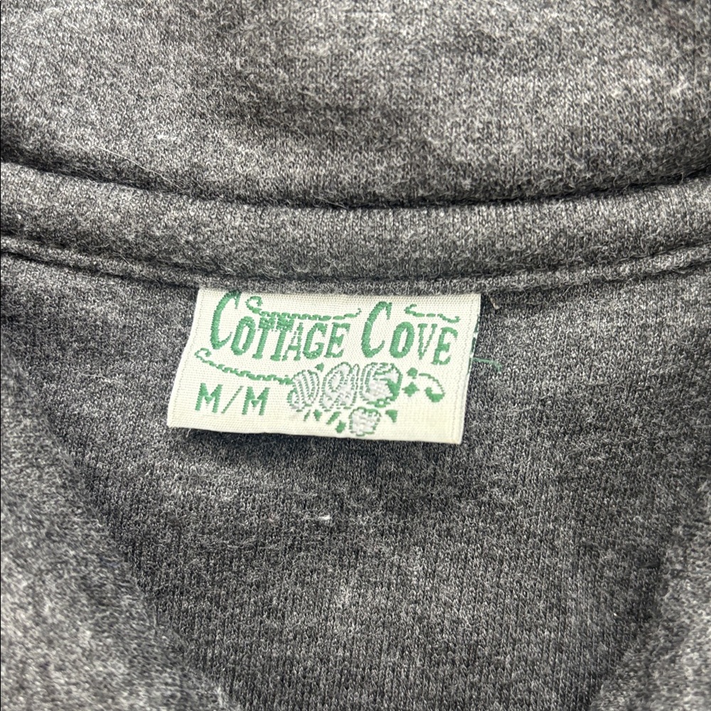 Cottage Cove | Vintage Grey Long Sleeve Polo Sweater with Bear Embroidery Size M - Picture 6 of 10